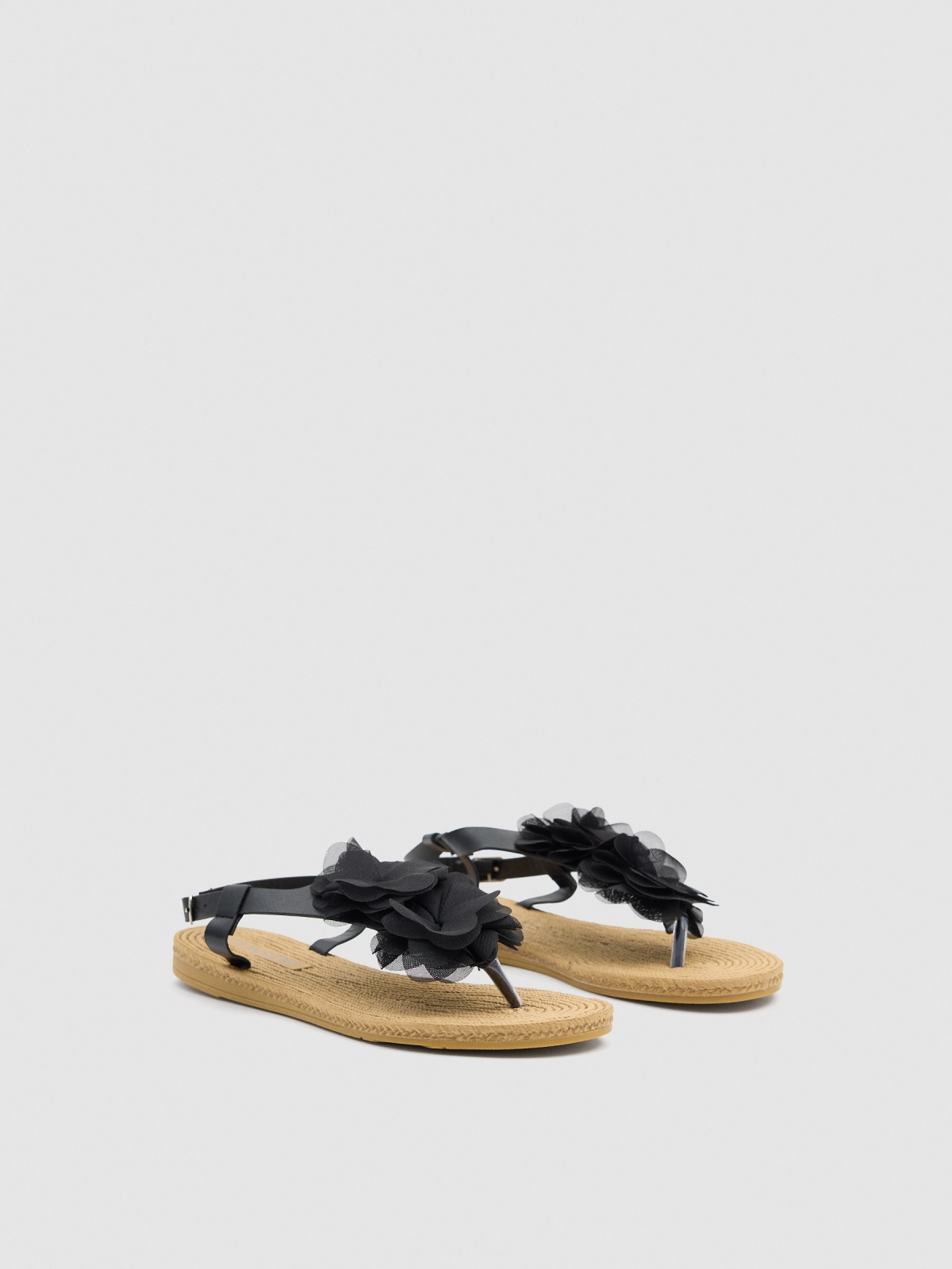 Flower sandal black 45º front view