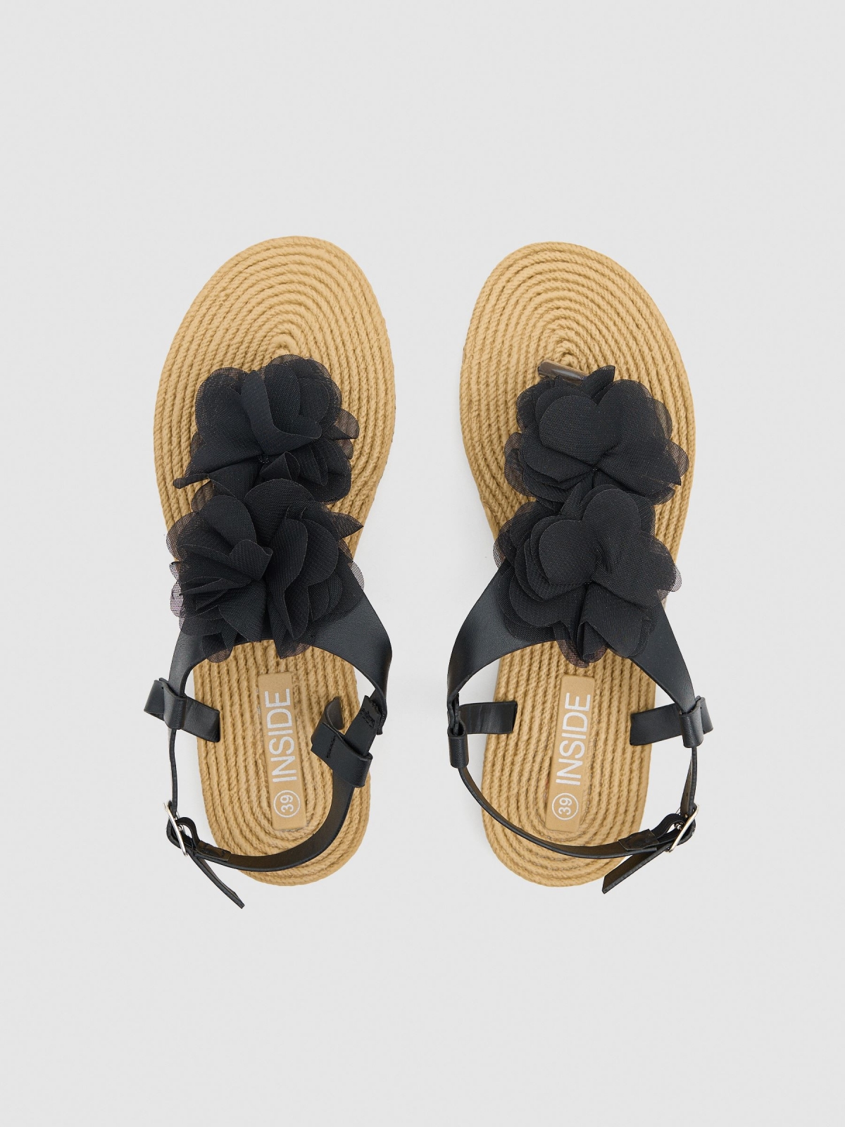 Flower sandal black zenithal view