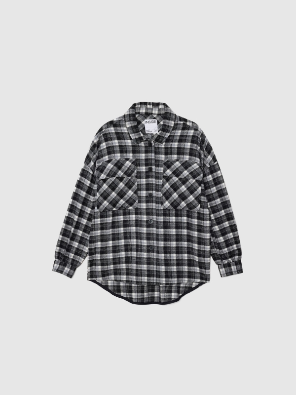  Oversized plaid overshirt black