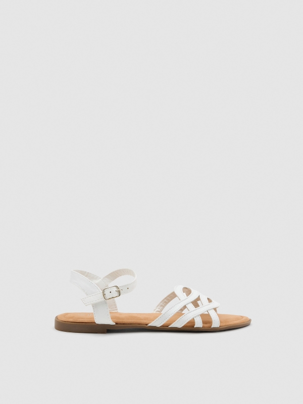 Metallic straps sandal white