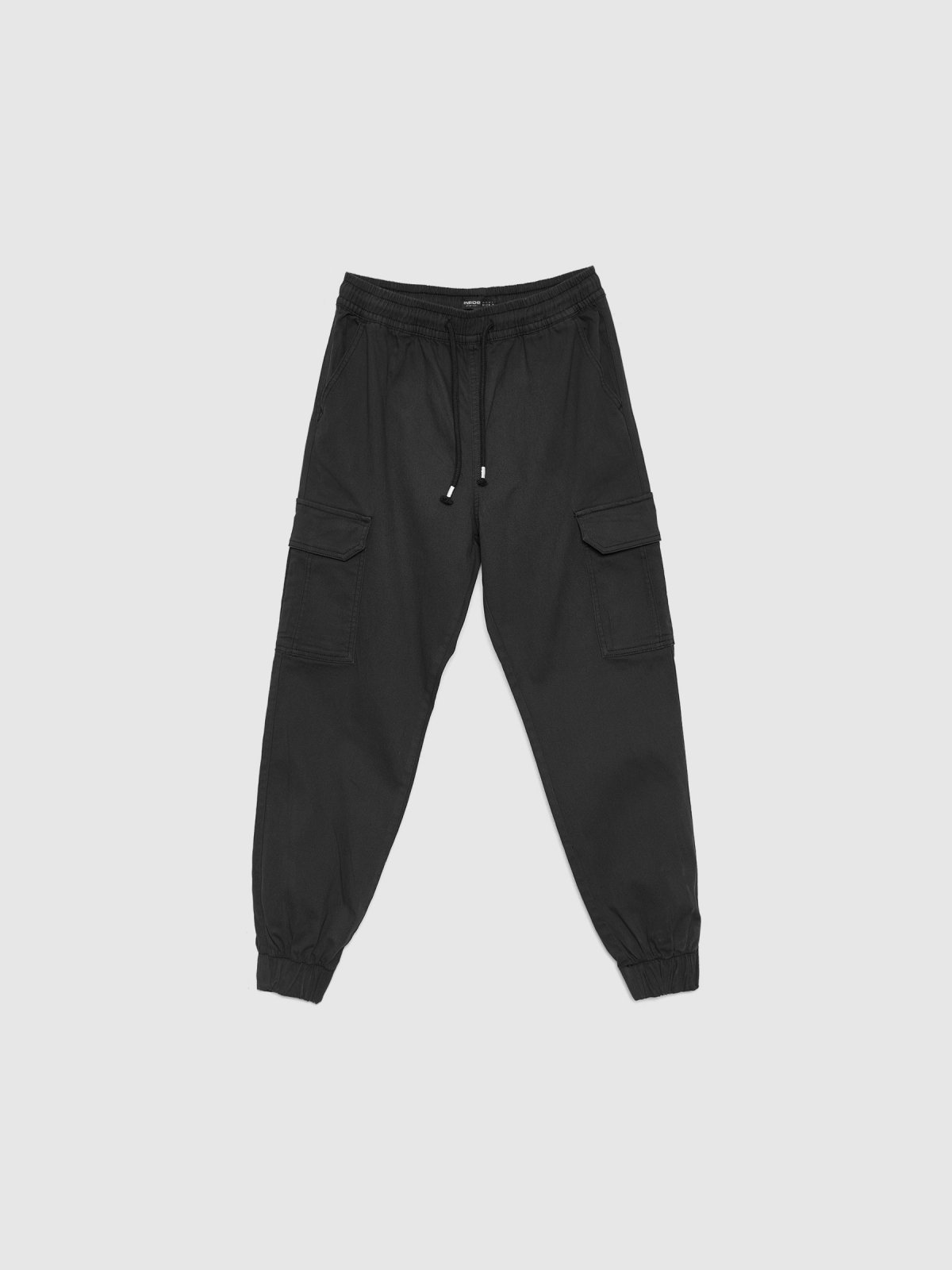  High rise cargo jogger pants black