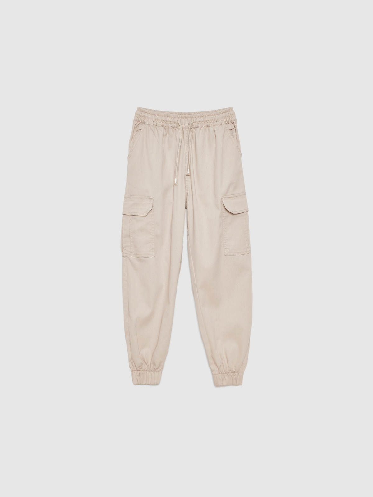  High rise cargo jogger pants sand