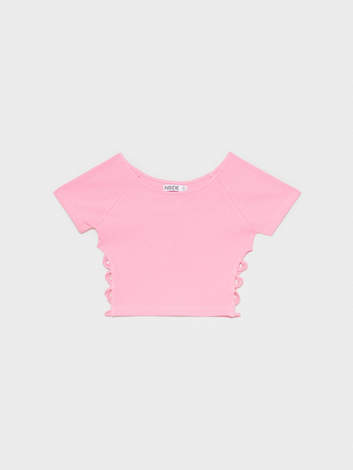  Crop top com cut out pastilha elástica rosa