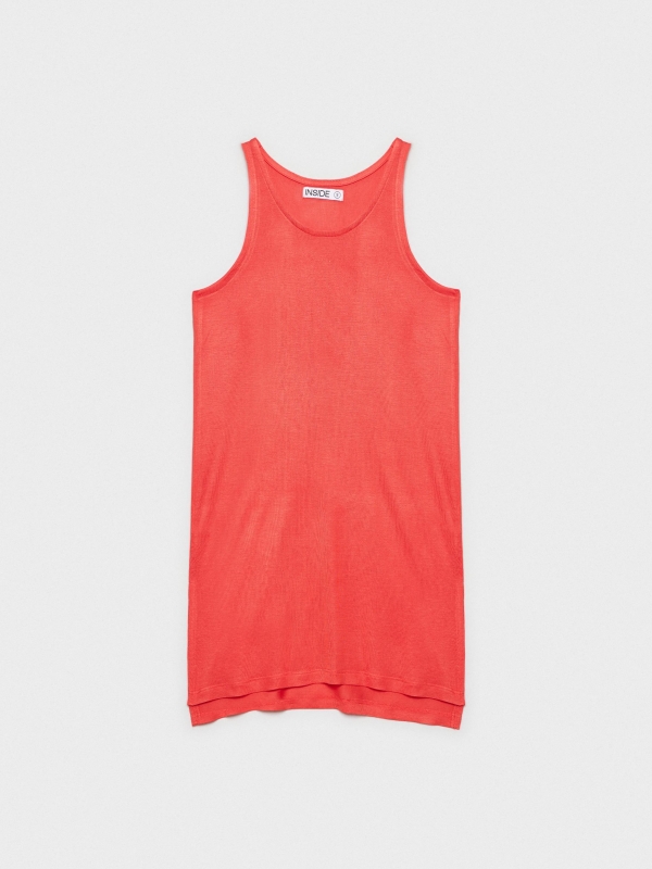  Long t-shirt with side slits coral