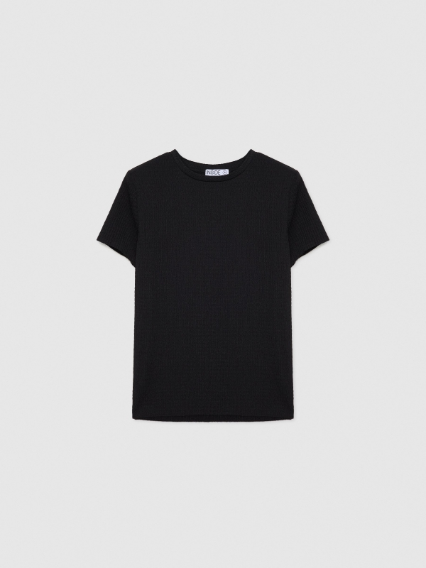  T-shirt com textura fluida preto