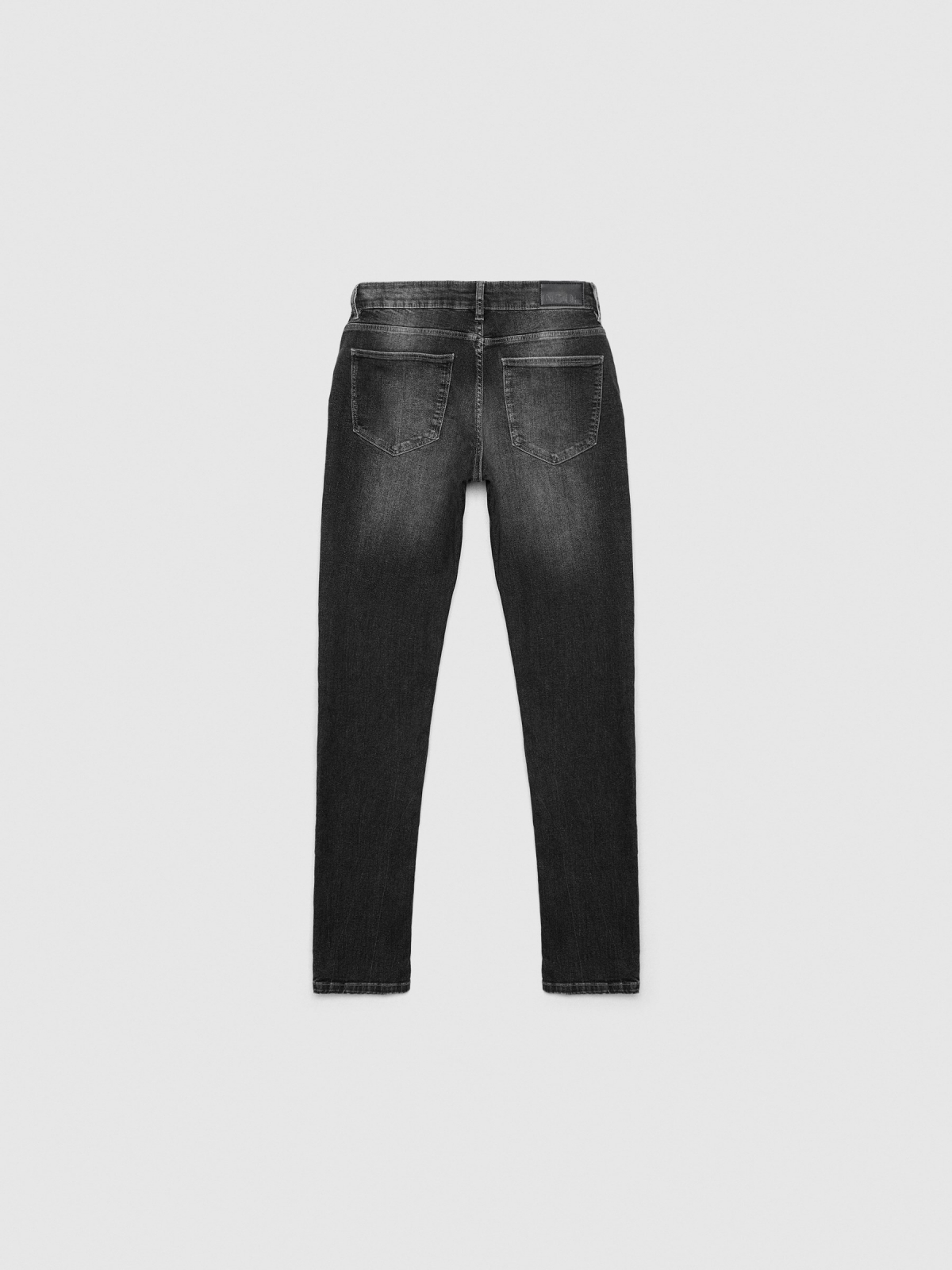 Grey denim slim jeans black detail view