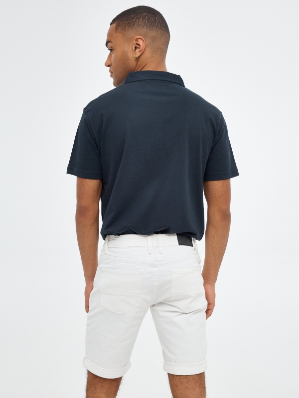 Bermuda short with five pockets white middle back view