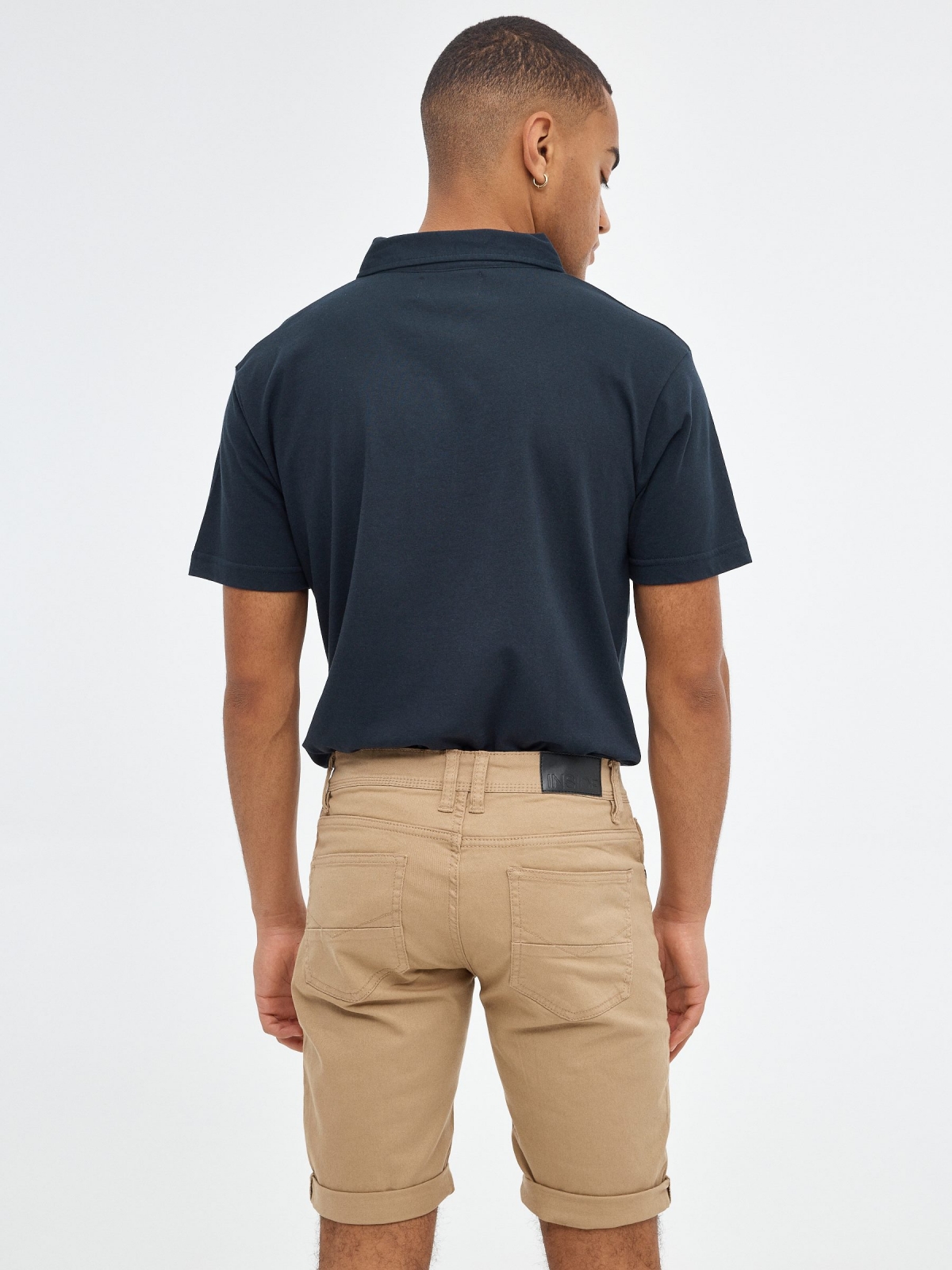 Bermuda short with five pockets beige middle back view