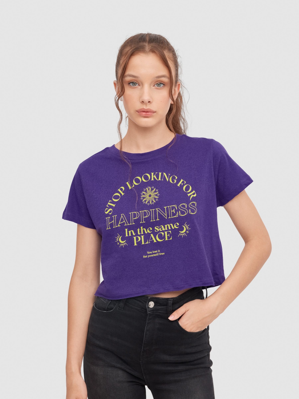 Camiseta crop Happiness