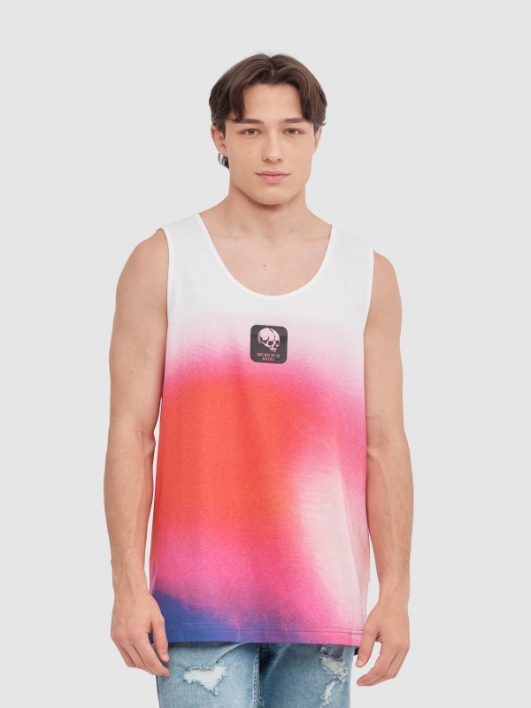 Gradient tank top white middle front view