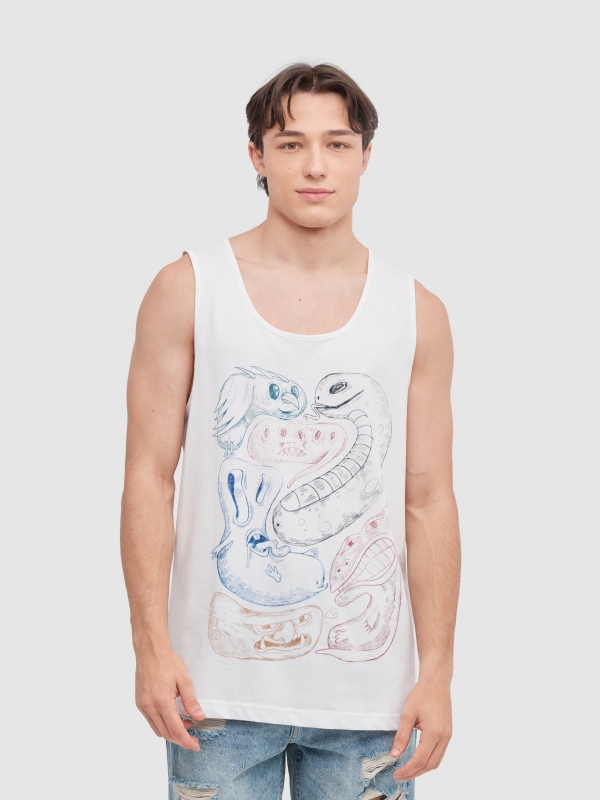 Monsters tank top white middle front view