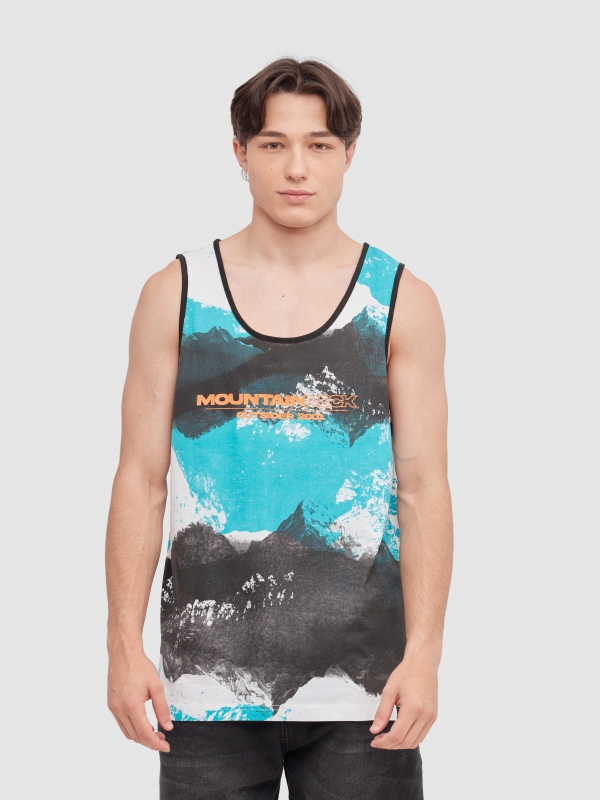 Mountains tank top white middle front view