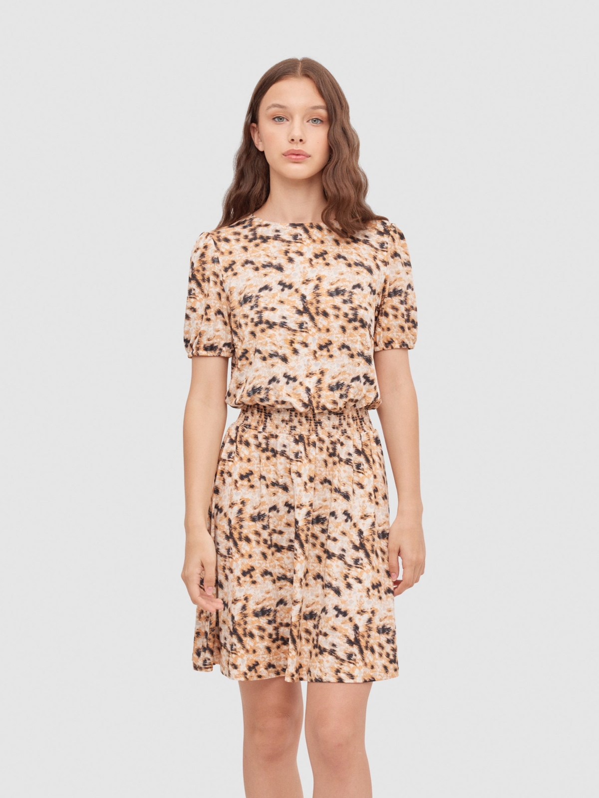 Mini printed dress multicolor middle front view