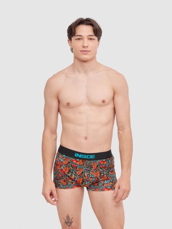 Printed boxer briefs Pack 4 multicolor middle front view