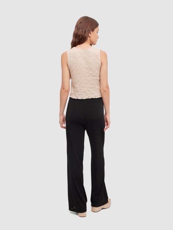 Ruched culotte trousers black middle front view