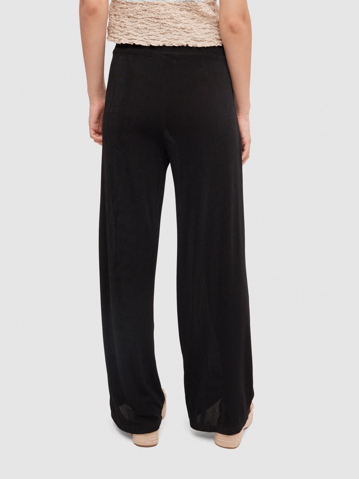 Ruched culotte trousers black detail view