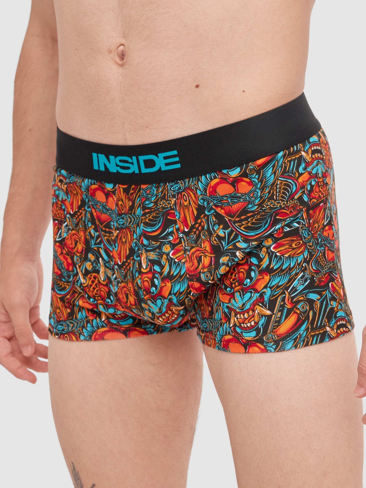 Printed boxer briefs Pack 4 multicolor front view