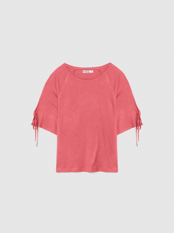  Fluid T-shirt with bows mineral red