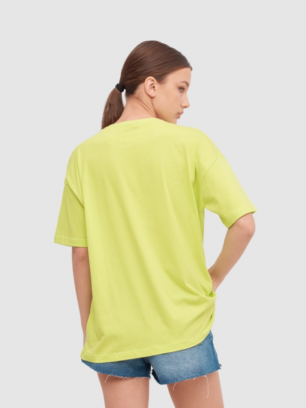 Stitch t-shirt lime middle back view