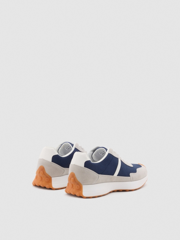 Combined casual sneaker blue 45º back view