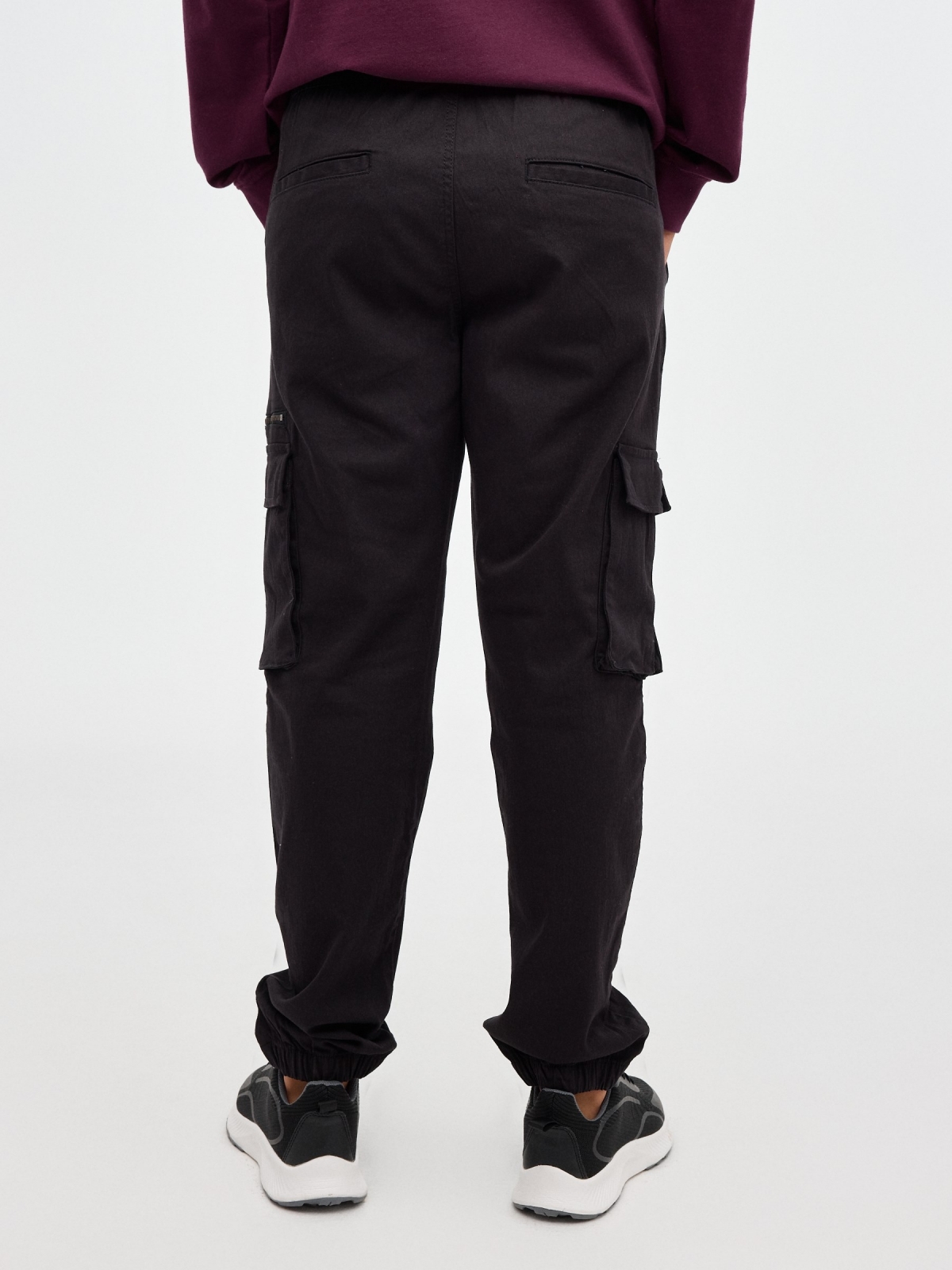 Multipocket jogger pants black middle back view