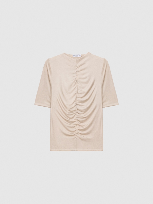  Satin ruffled T-shirt taupe