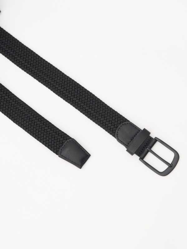 Elastic braided belt black hebilla