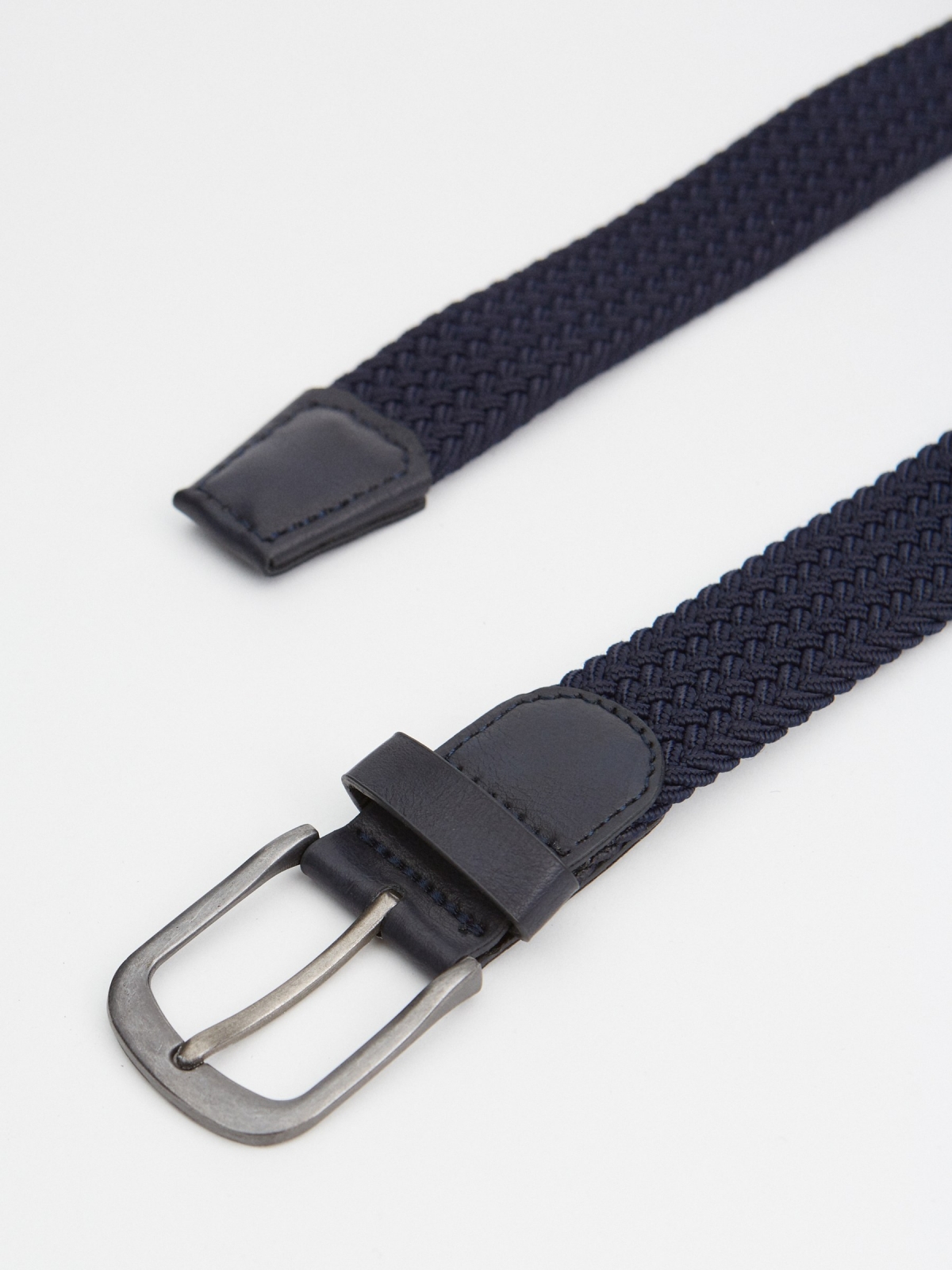 Elastic braided belt dark blue buckle