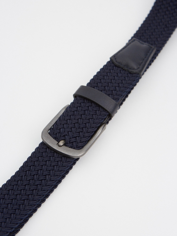 Elastic braided belt dark blue