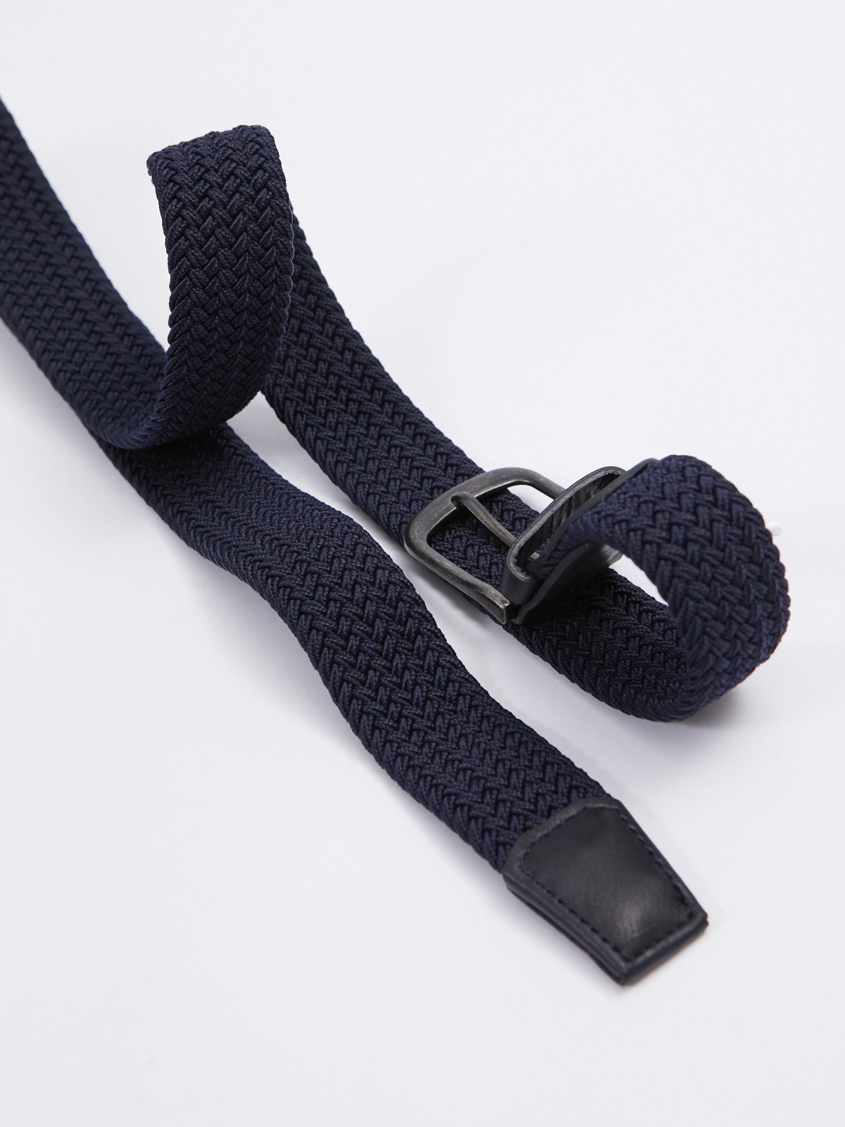 New Elastic braided belt dark blue