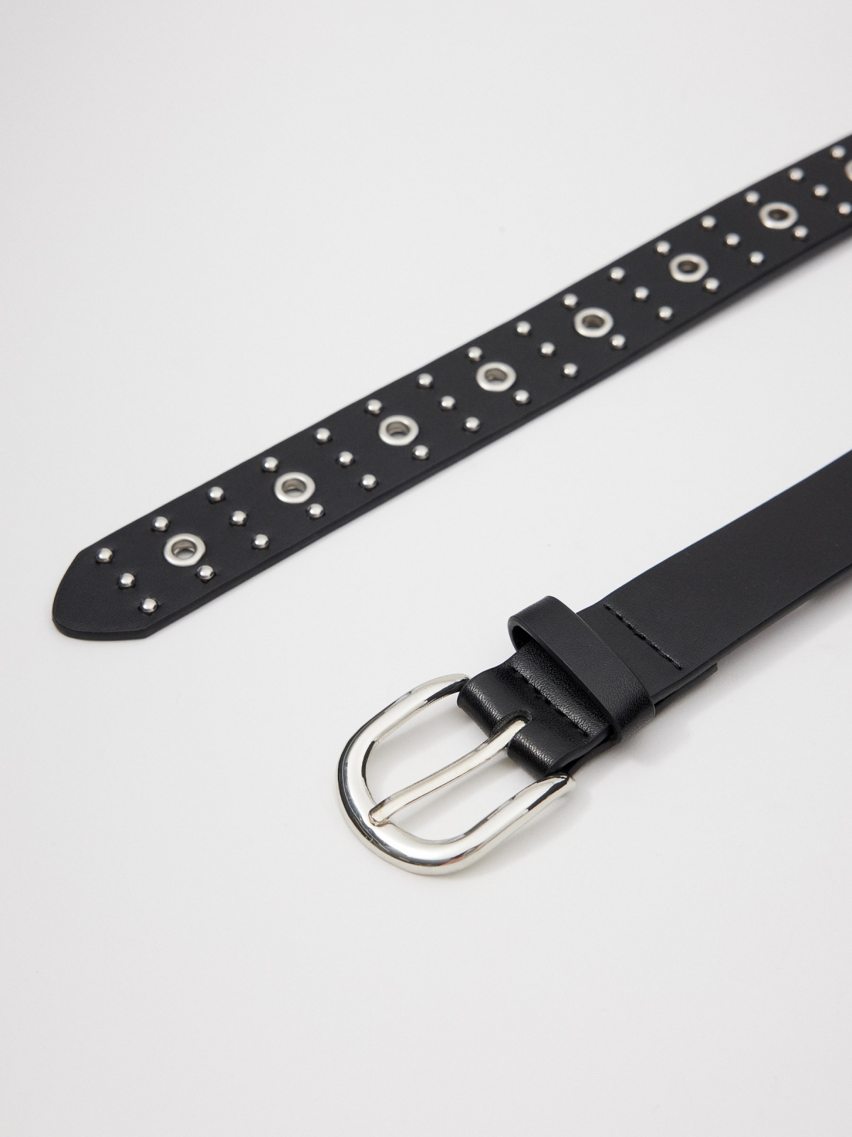 Black studded belt black detail view