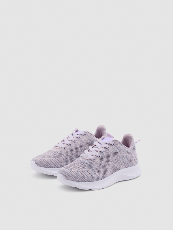 Basic running sneaker pastel purple 45º front view