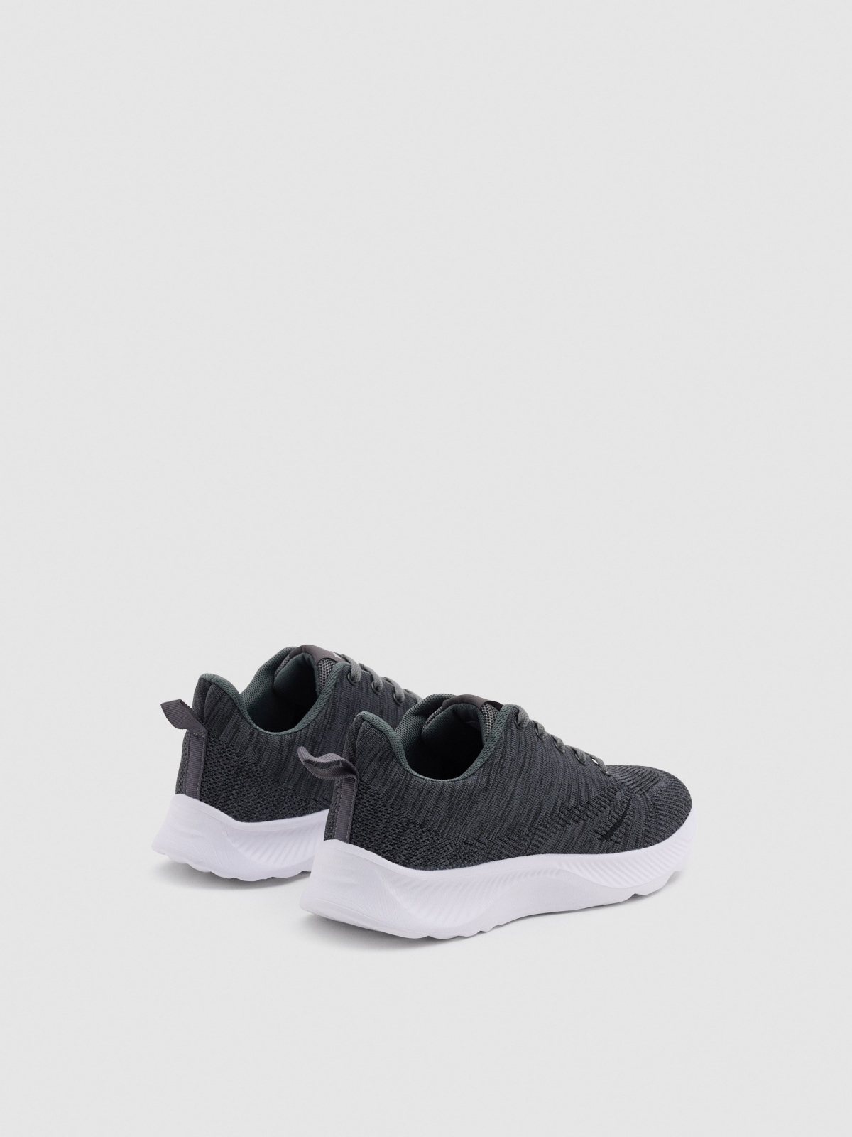 Elastic running trainers dark grey 45º back view