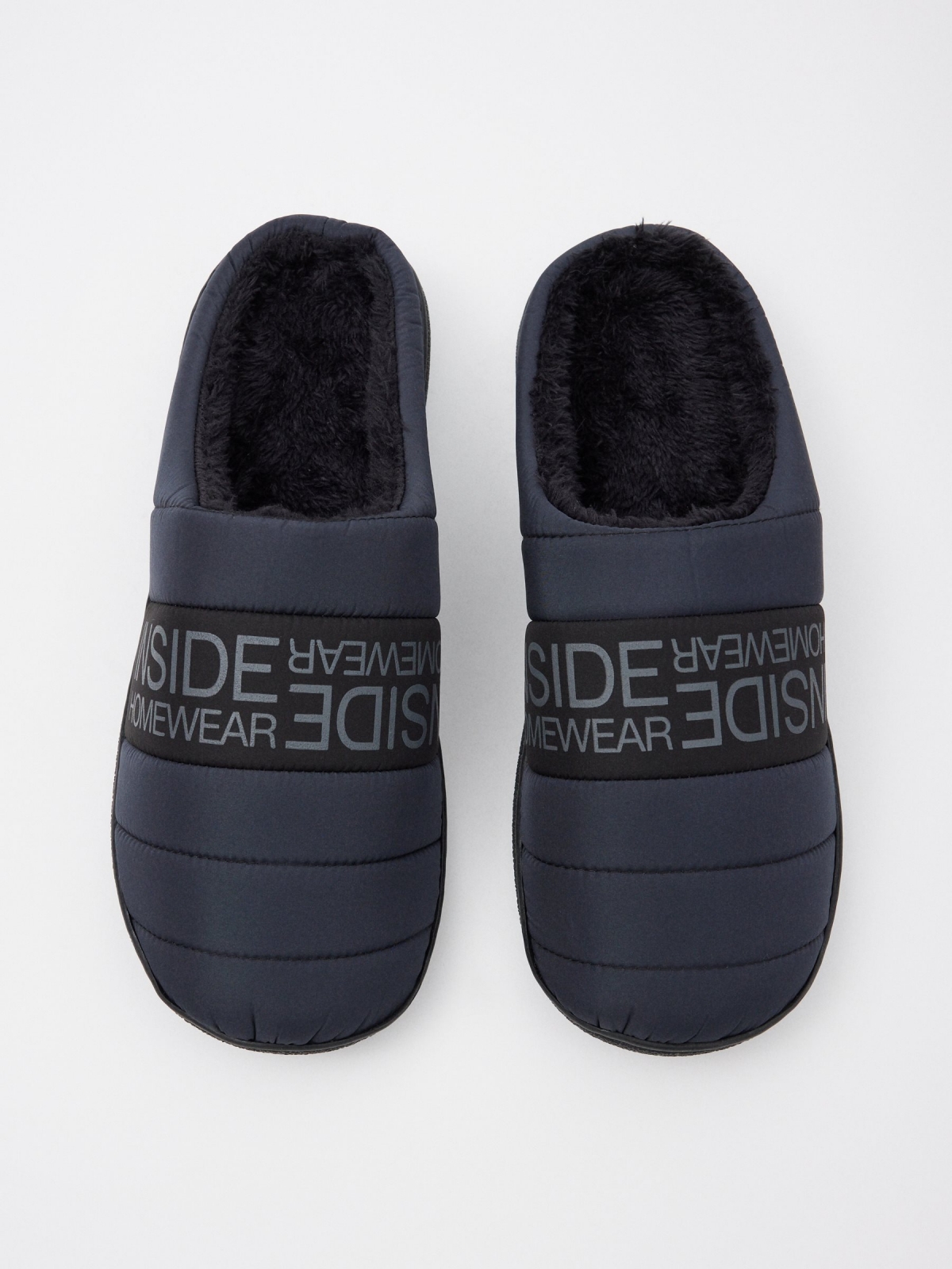 INSIDE nylon house slipper black detail view