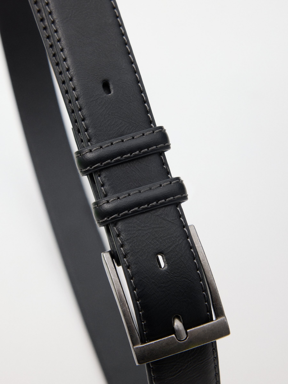 Stitching leather effect belt black detail view