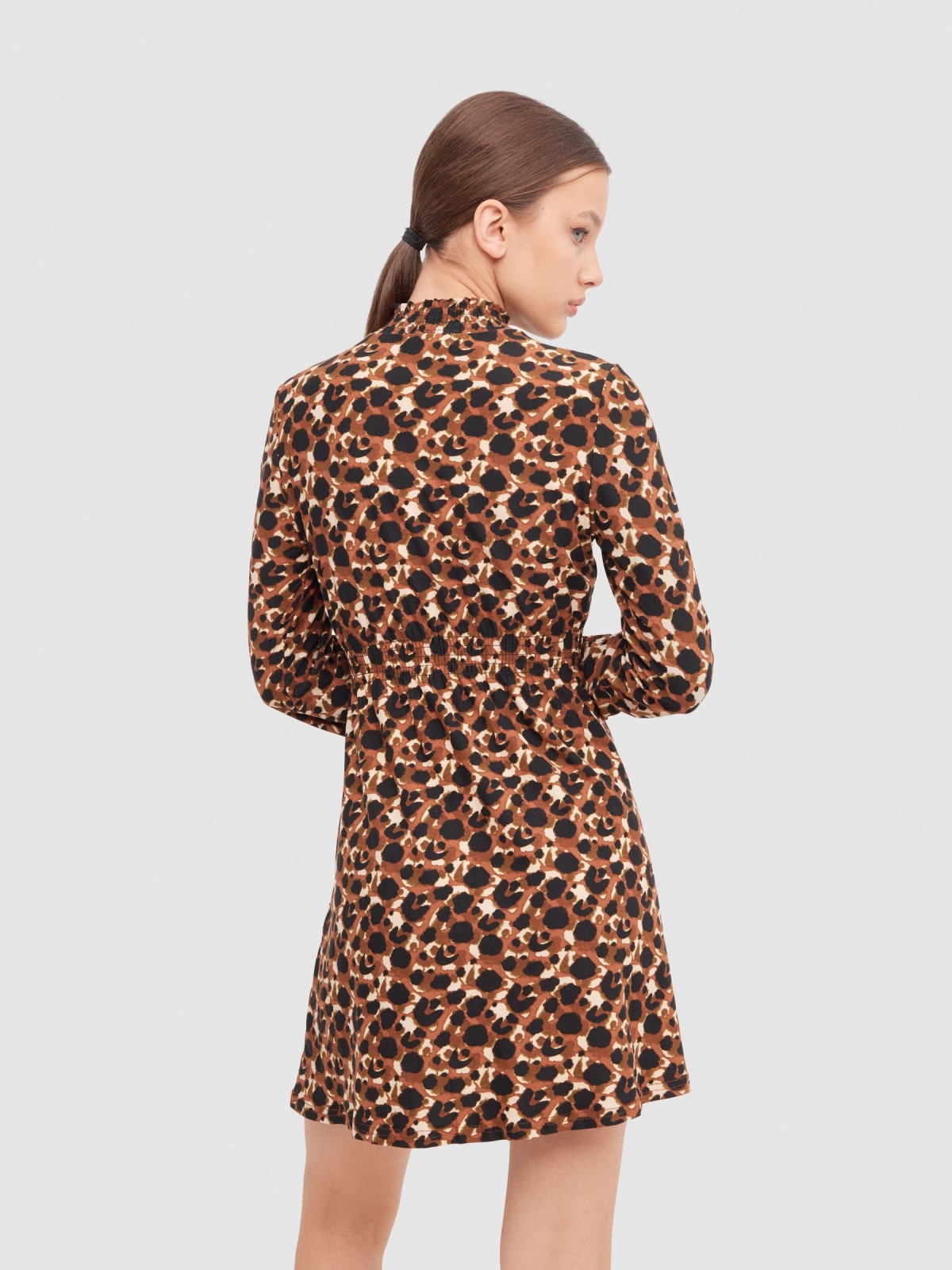 Vestido perkins animal print multicolor vista media trasera