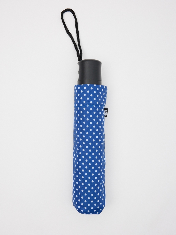 Polka dot folding umbrella blue