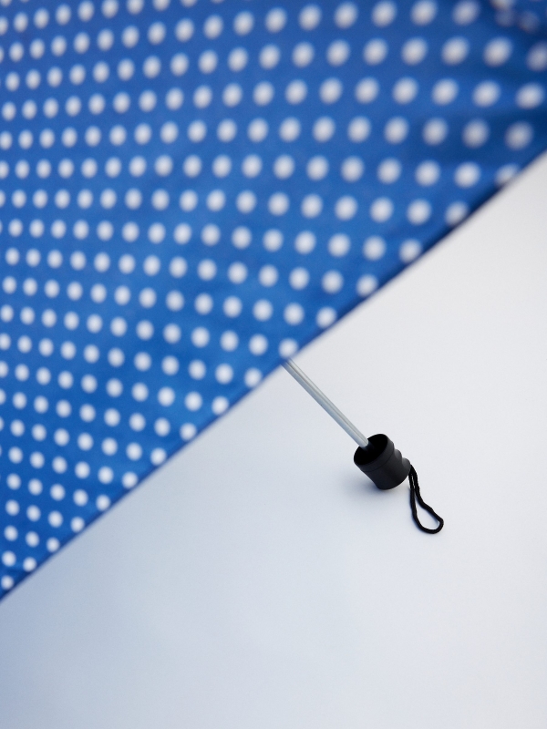 Polka dot folding umbrella blue detail view