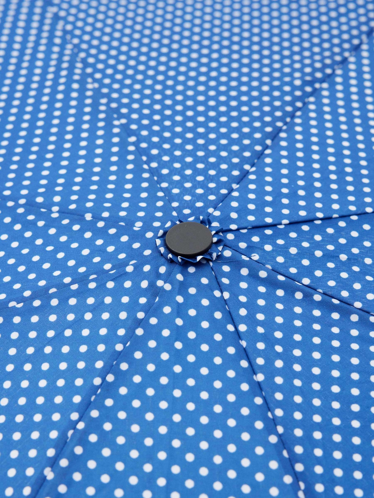 Polka dot folding umbrella blue detail view