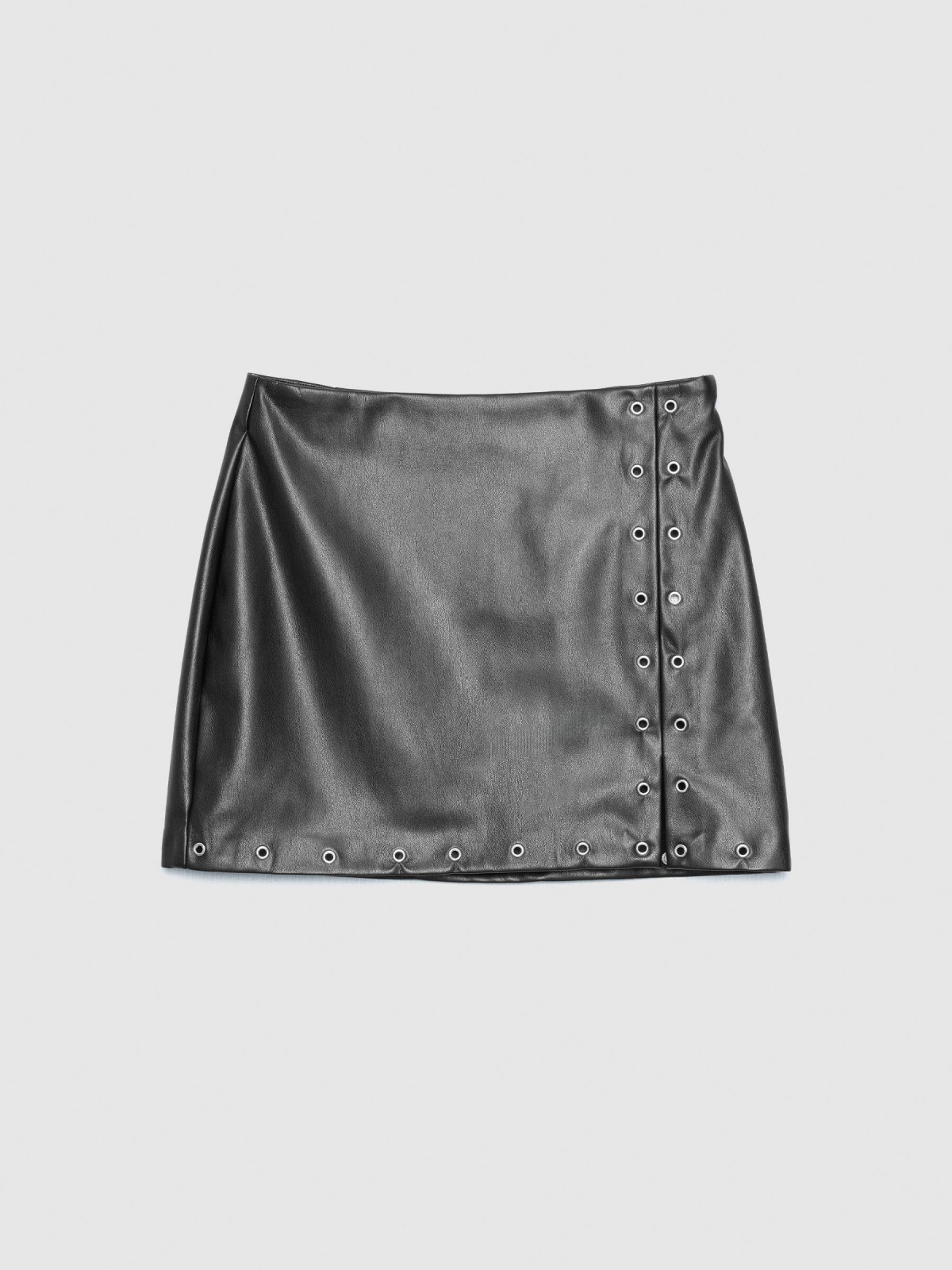  Black mini skirt with studded leather effect black