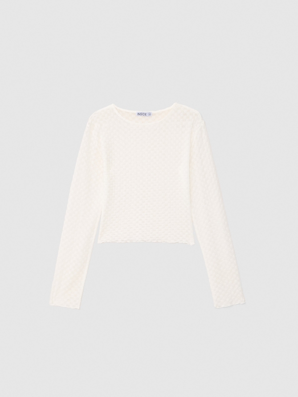  Semitransparent long sleeve t-shirt off white