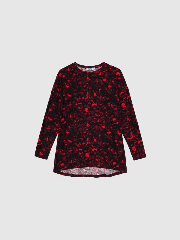  Long sleeve black and red printed t-shirt multicolor