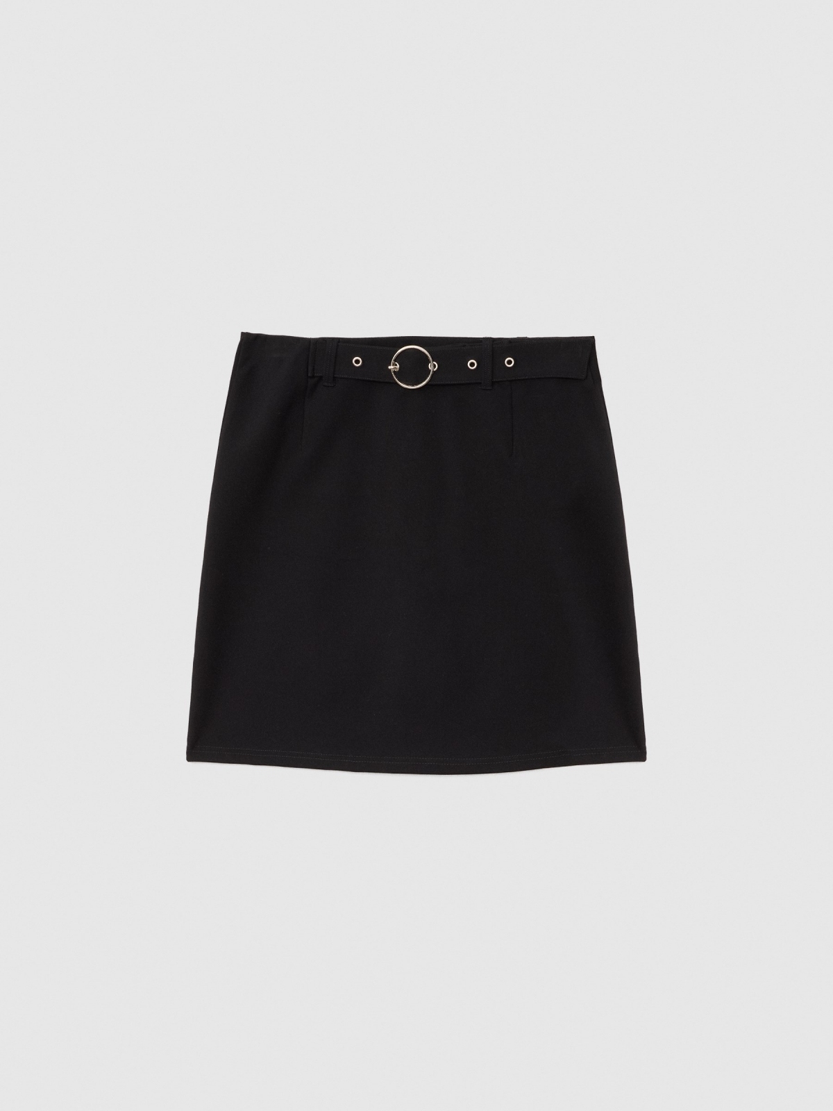  Black mini slim skirt with belt black