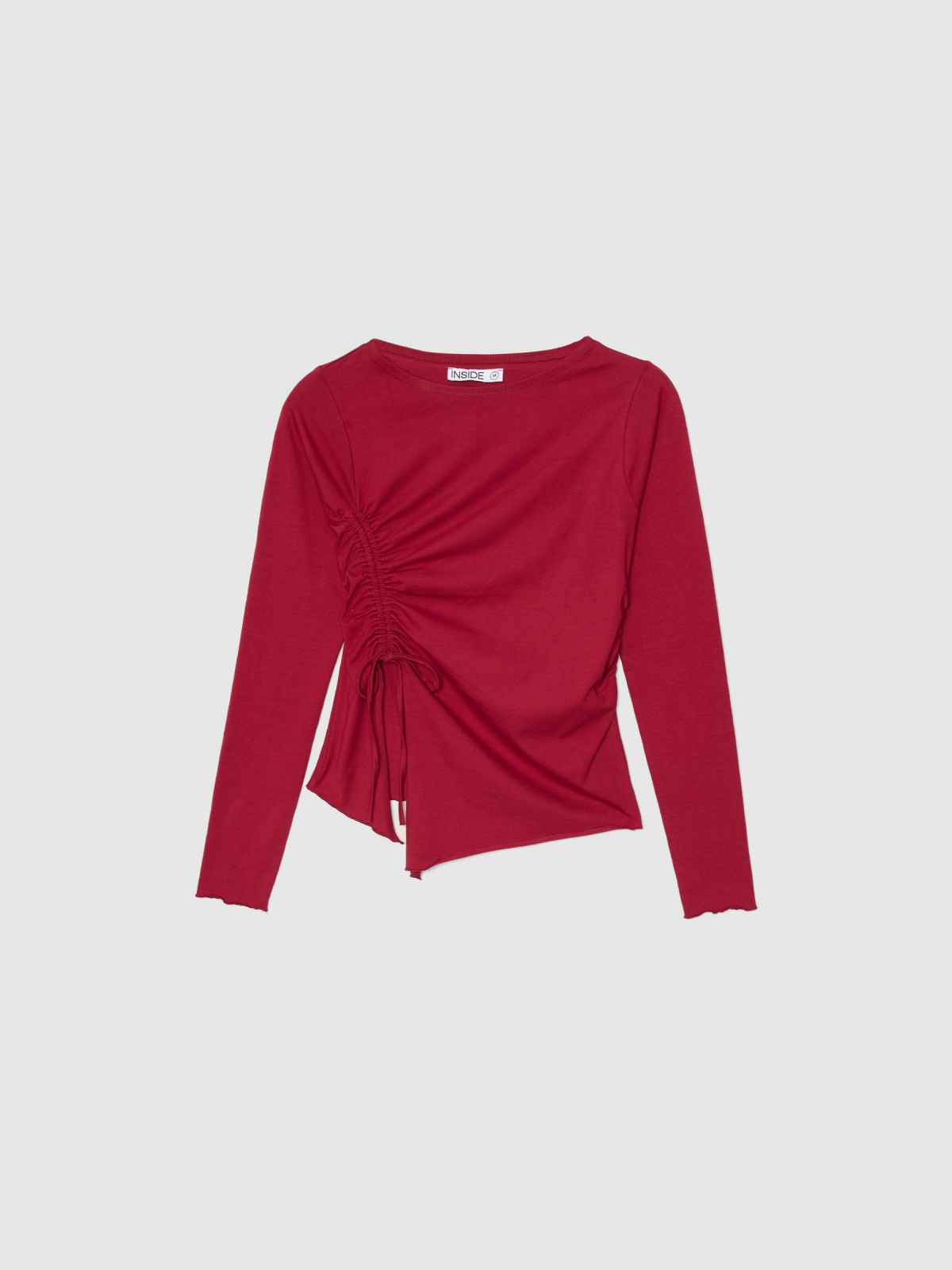  Long sleeve black t-shirt with ruching garnet