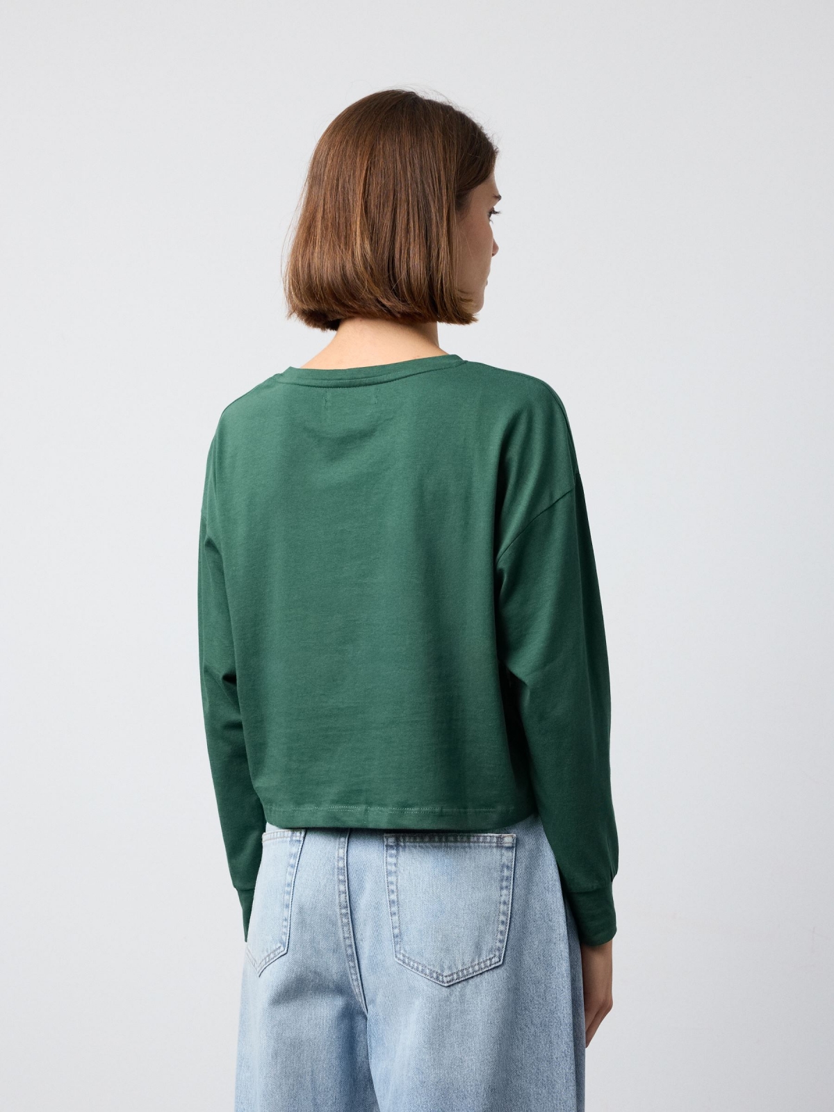 T-shirt with print green middle back view