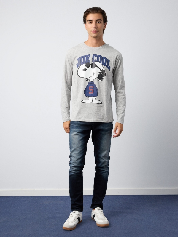 Snoopy long-sleeve t-shirt grey front view