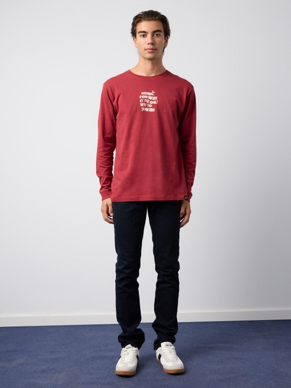 T-shirt with double text print red front view