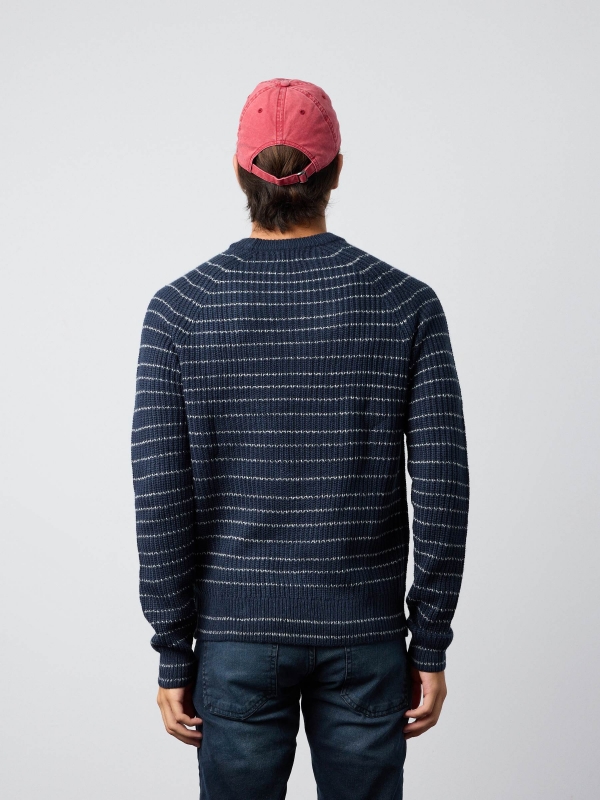 Torzal print jumper navy middle back view