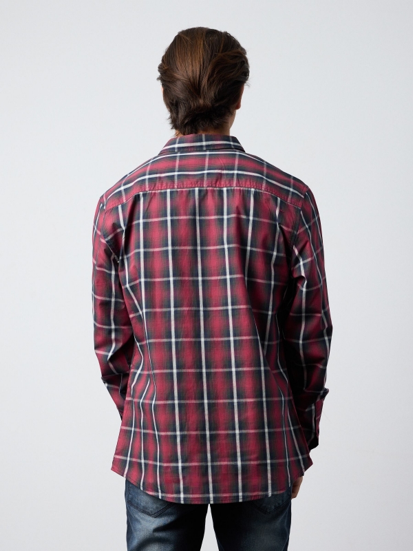 Regular fit plaid shirt black middle back view