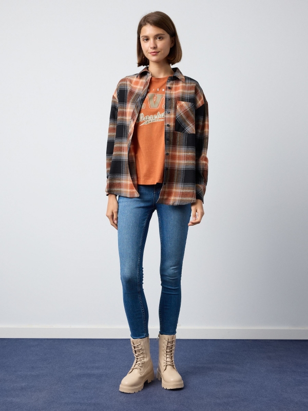 Oversized plaid shirt multicolor front view